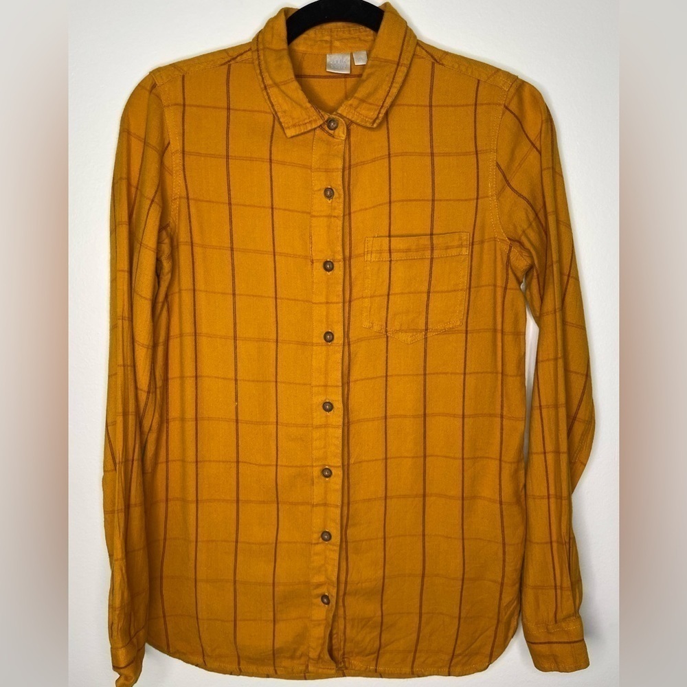 SIMONS Twik mustard flannel plaid buttons shirt